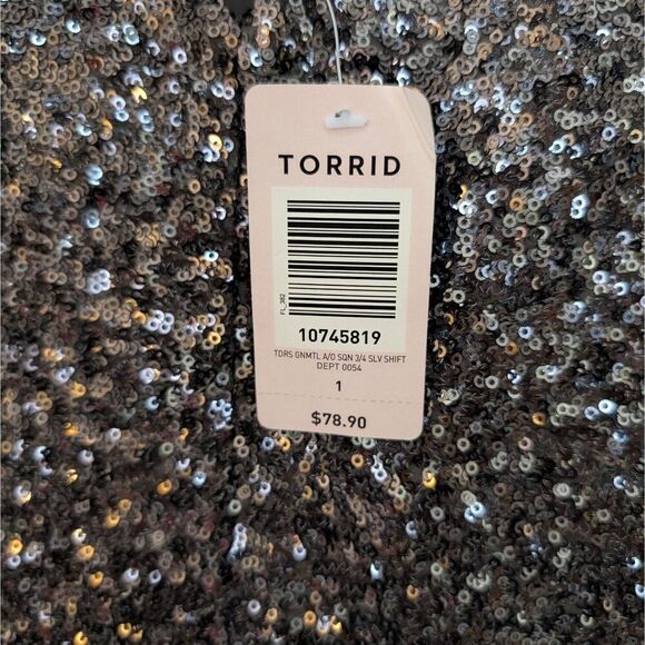 Torrid Sequin Shift Dress Charcoal Gray V-Neck Back Lined Size 1 (14/16) NWT - Picture 7 of 8